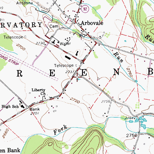Topographic Map of Bartow - Frank - Durbin Fire and Rescue 2, WV