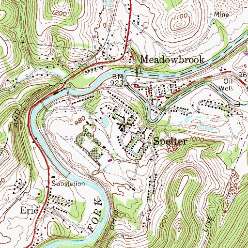 Topographic Map of Spelter Volunteer Fire Department, WV