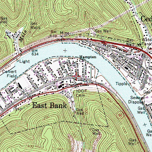 Topographic Map of East Bank Volunteer Fire Department, WV