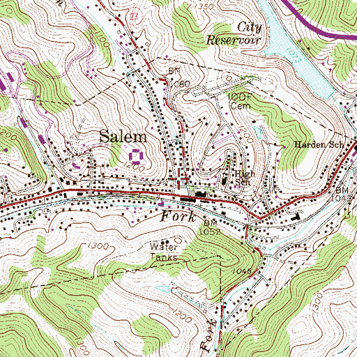 Topographic Map of Salem Volunteer Fire Department Station 9, WV