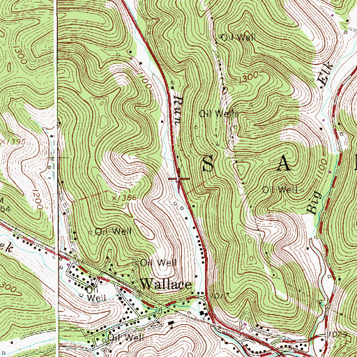 Topographic Map of Wallace Volunteer Fire Department, WV