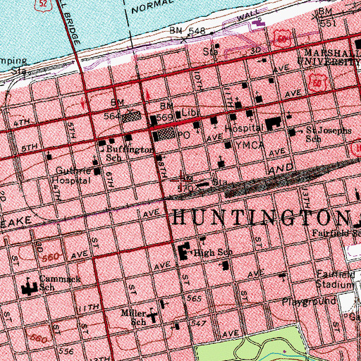 Topographic Map of Huntington Fire Department Station 1 Centennial, WV