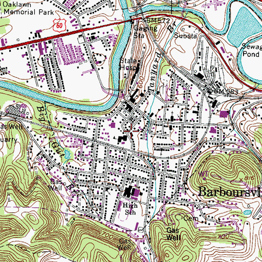 Topographic Map of Barboursville Volunteer Fire Department, WV