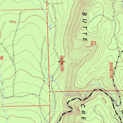 Topographic Map of Butte Creek Rim, CA