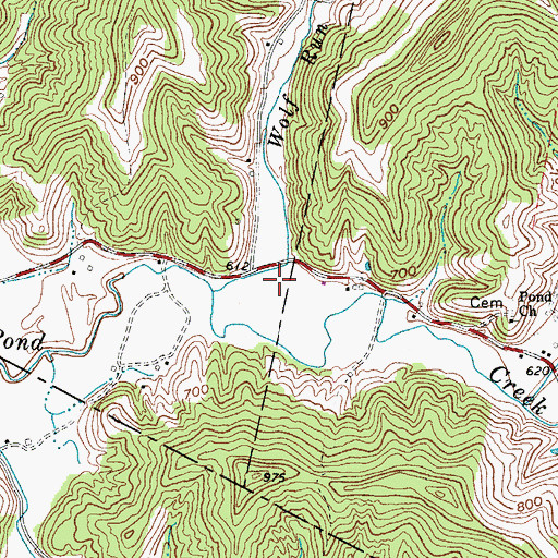Topographic Map of Pond Creek Volunteer Fire Department, WV