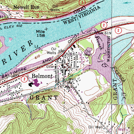 Topographic Map of Belmont Volunteer Fire Department, WV