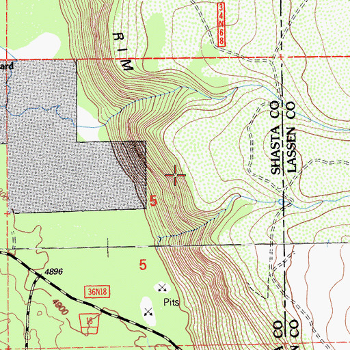 Topographic Map of Butte Creek Rim, CA