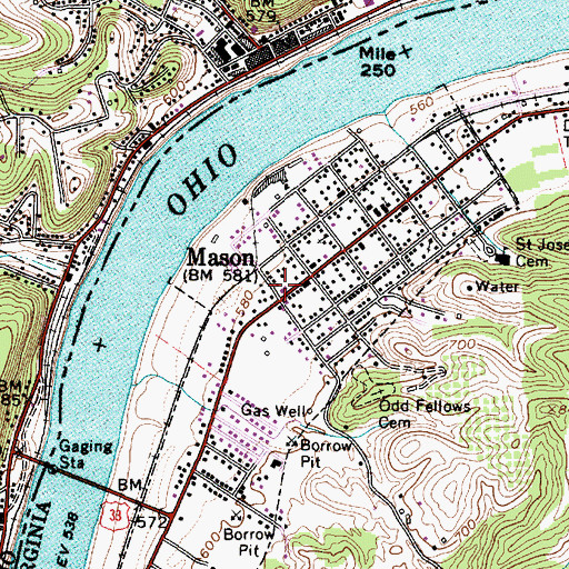 Topographic Map of Mason Volunteer Fire Department, WV