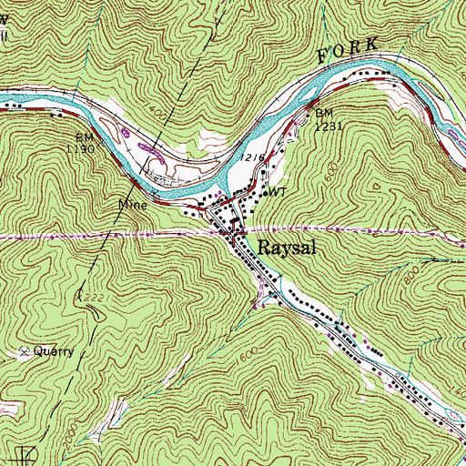 Topographic Map of Raysal Volunteer Fire Department, WV