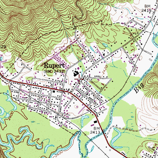 Topographic Map of Rupert Volunteer Fire Department, WV