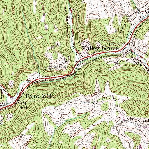 Topographic Map of Valley Grove Volunteer Fire Department, WV