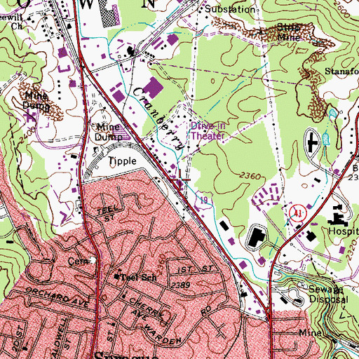 Topographic Map of Beckley Fire Department Station 3, WV