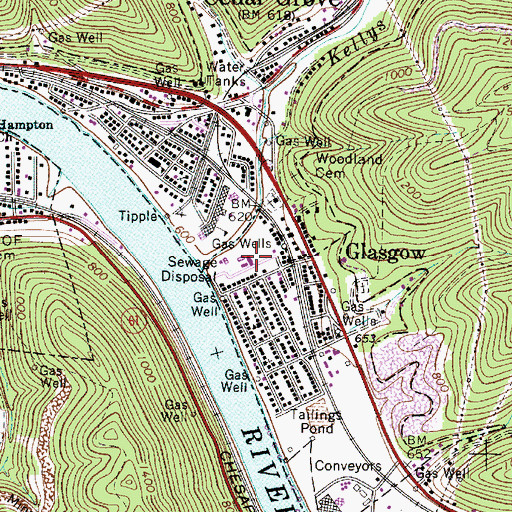 Topographic Map of Glasgow Volunteer Fire Department, WV