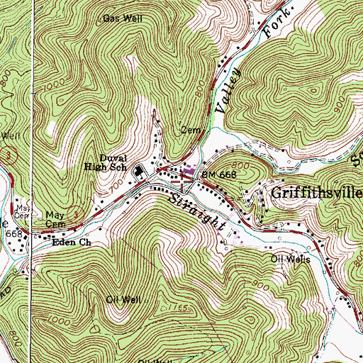 Topographic Map of Duval District Volunteer Fire Department, WV