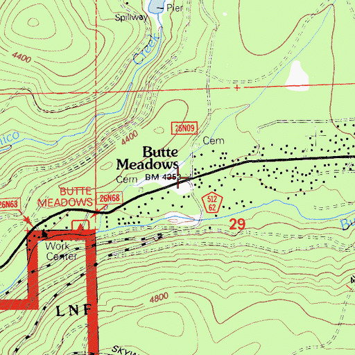 Topographic Map of Butte Meadows, CA