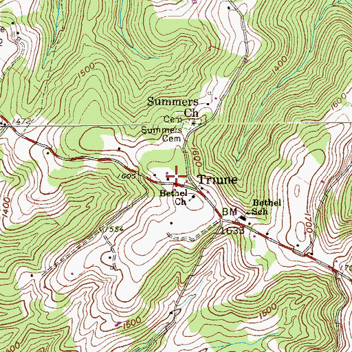 Topographic Map of Triune - Halleck Volunteer Fire Department, WV