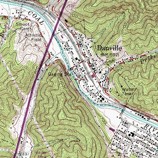 Topographic Map of Danville Volunteer Fire Department, WV