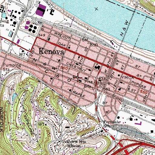Topographic Map of Kenova Volunteer Fire Department Station 1, WV