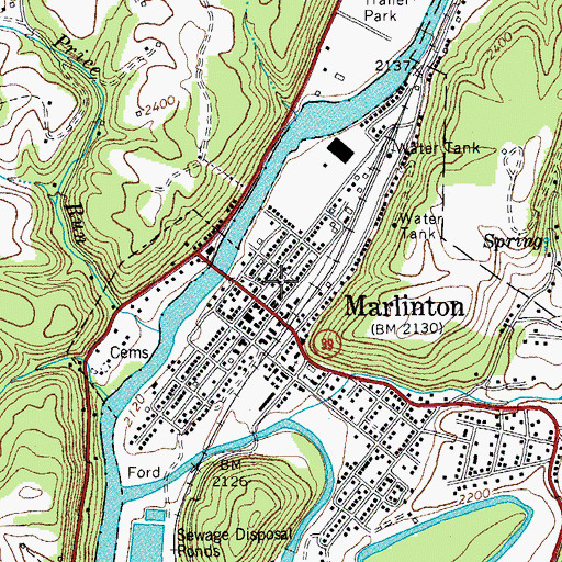 Topographic Map of Marlinton Volunteer Fire Department, WV