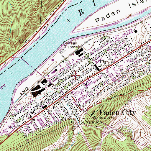 Topographic Map of Paden City Volunteer Fire Department, WV