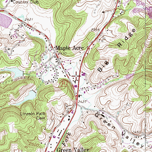 Topographic Map of Green Valley - Glenwood Volunteer Fire Department, WV