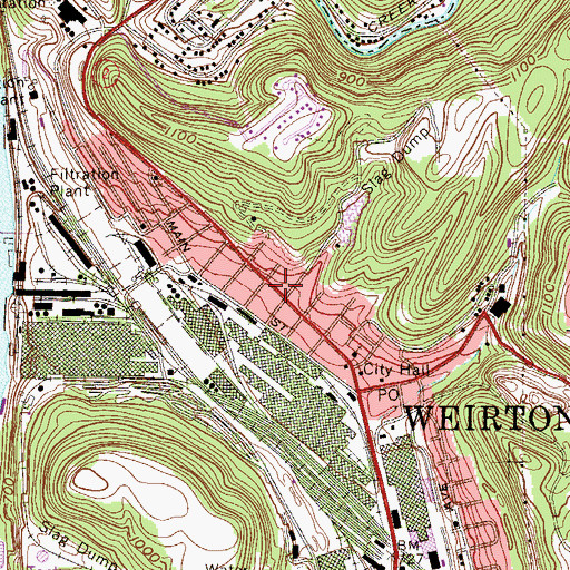 Topographic Map of Weirton Fire Department - North End Station, WV