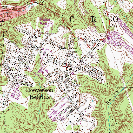 Topographic Map of Hooverson Heights Volunteer Fire Department, WV