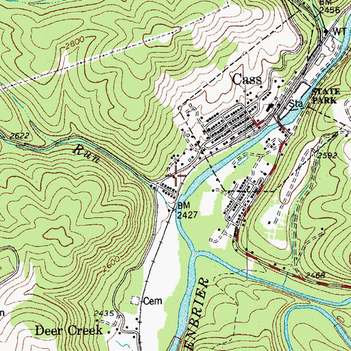 Topographic Map of Cass Volunteer Fire and Rescue, WV