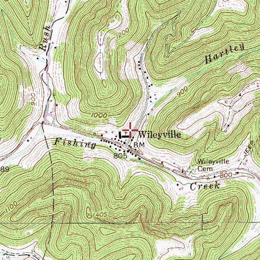 Topographic Map of Wileyville Volunteer Fire Department, WV