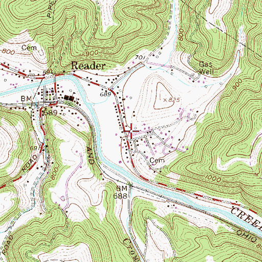 Topographic Map of Reader Volunteer Fire Department, WV