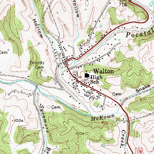 Topographic Map of Walton Volunteer Fire Department, WV