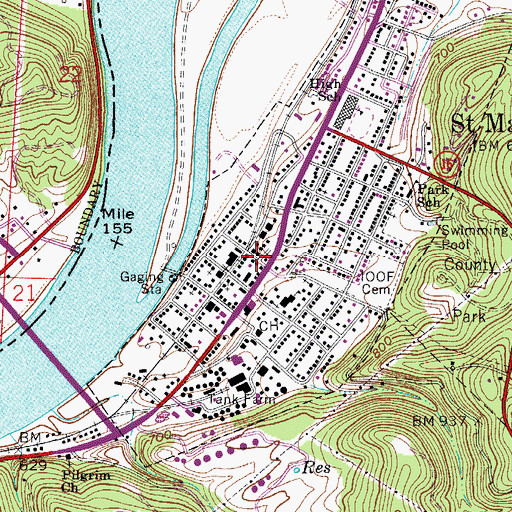 Topographic Map of Saint Marys Volunteer Fire Department, WV