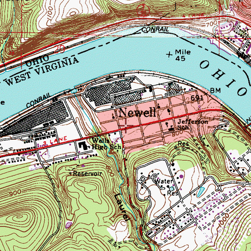 Topographic Map of Newell Volunteer Fire Department, WV