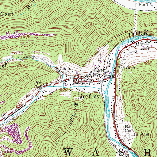 Topographic Map of Spruce River Volunteer Fire Department Station 500, WV