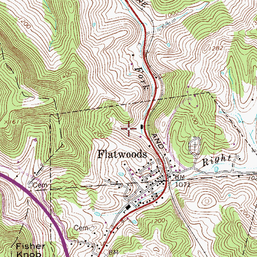 Topographic Map of Flatwoods Community Volunteer Fire Department, WV