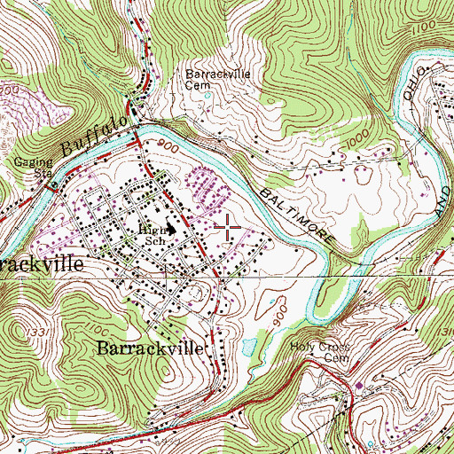 Topographic Map of Barrackville Volunteer Fire Department, WV