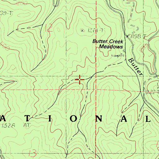 Topographic Map of Butter Creek Meadows, CA