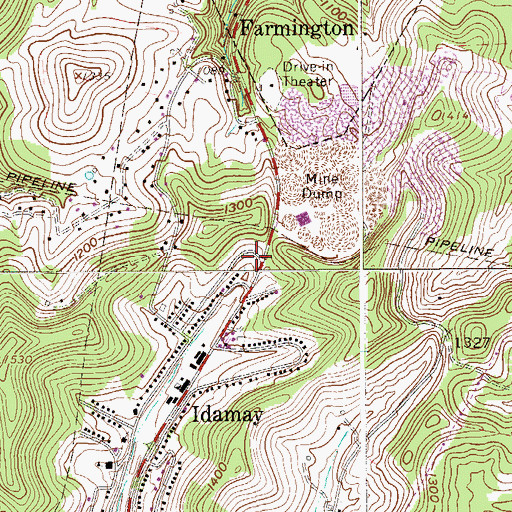 Topographic Map of Farmington Volunteer Fire Department, WV