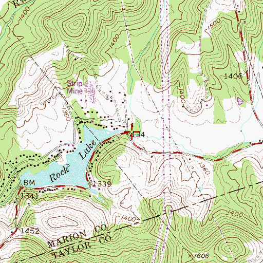 Topographic Map of Winfield District Volunteer Fire Department Rock Lake Station, WV