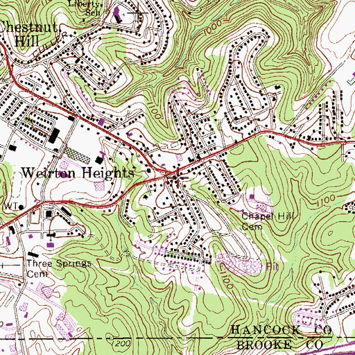 Topographic Map of Weirton Fire Department - Gilson Avenue Station, WV