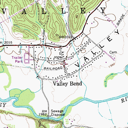 Topographic Map of Tygart Valley Fire Company Station 2, WV