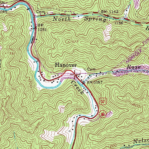 Topographic Map of Hanover Volunteer Fire Department, WV