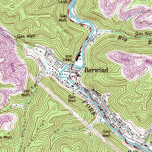 Topographic Map of Berwind Volunteer Fire Department Station 1, WV