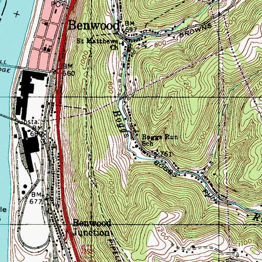 Topographic Map of Boggs Run Volunteer Fire Department, WV