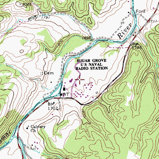 Topographic Map of Naval Information Operation Command Sugar Grove Fire Department Station 6, WV
