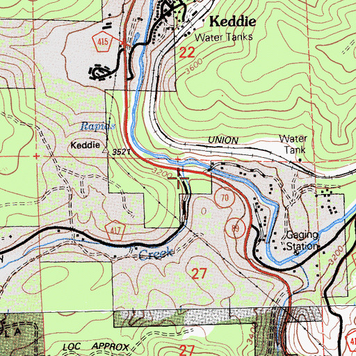 Topographic Map of Butterfly Valley, CA