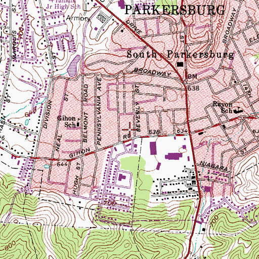 Topographic Map of West Virginia Division of Forestry Wood County Field Office, WV