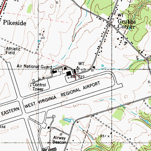Topographic Map of 167th Civil Engineering Squadron Fire Department, WV
