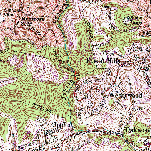 Topographic Map of South Charleston Fire Department Station, WV