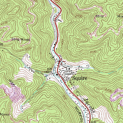 Topographic Map of Berwind Volunteer Fire Department Station 2, WV